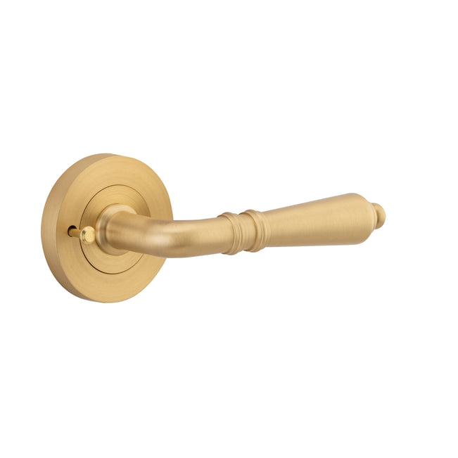 Single Iver Sarlat Lever Round Rose (Inbuilt Privacy) Brushed Gold PVD 16260KIBPRIV60 - The Blue Space
