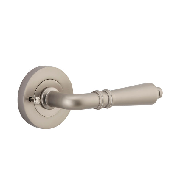 Single Iver Sarlat Lever Round Rose (Inbuilt Privacy) Satin Nickel 9209KIBPRIV60 - The Blue Space