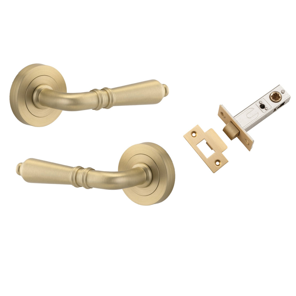 Iver Sarlat Lever Round Rose Passage Kit Brushed Brass