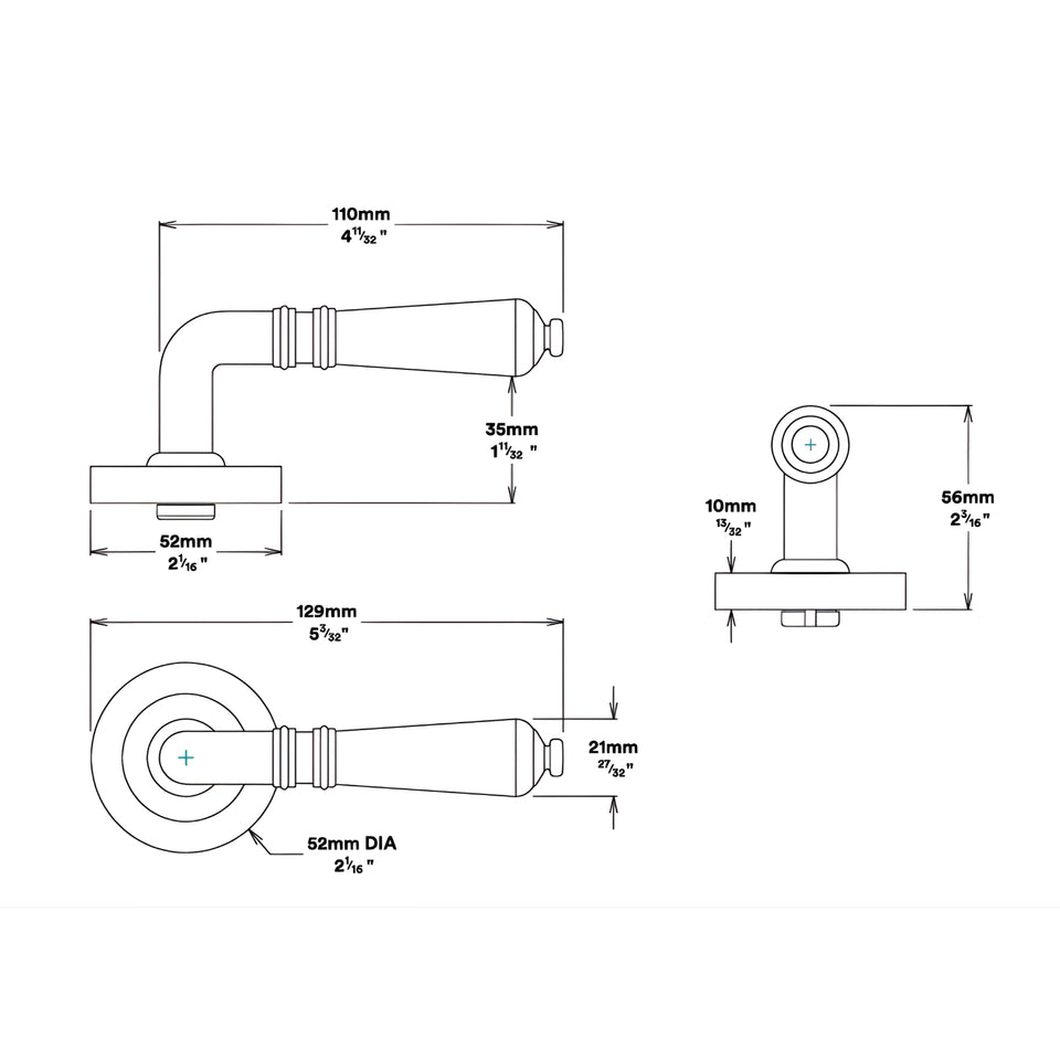 Iver Sarlat Lever Round Rose Passage Kit Brushed Brass