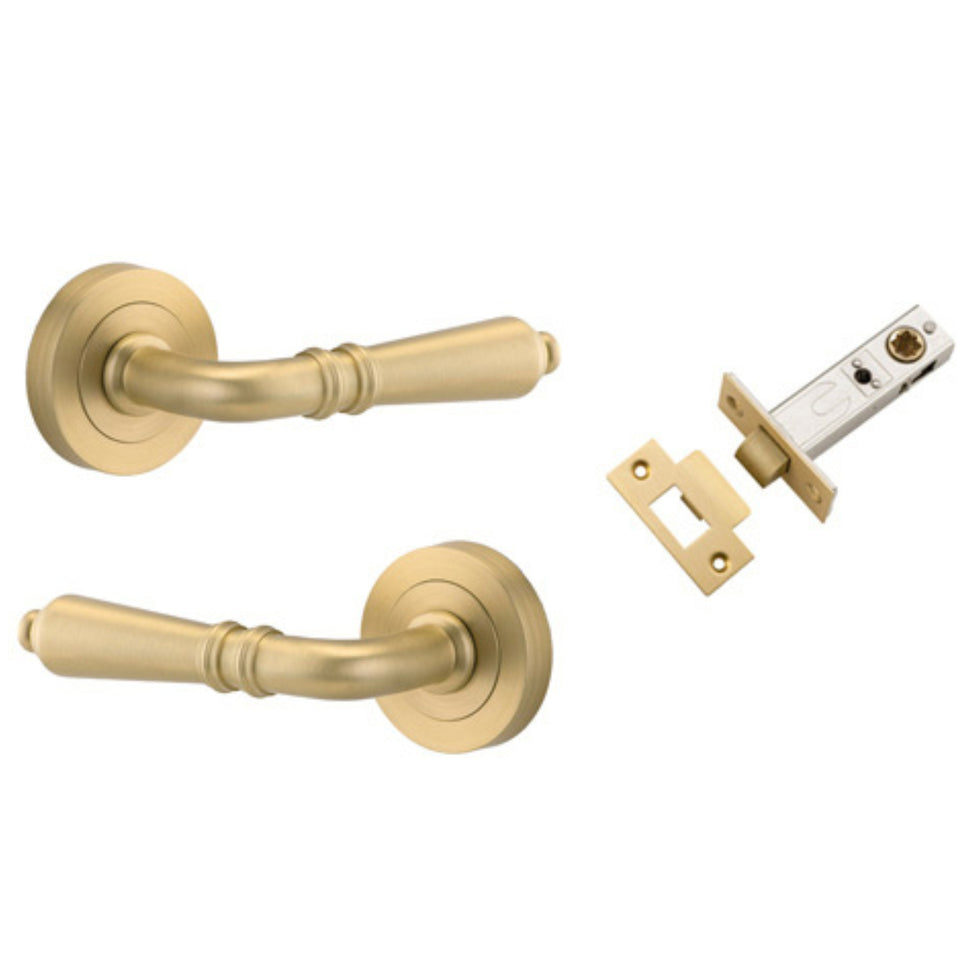 Iver Sarlat Lever Round Rose Passage Kit Brushed Gold PVD