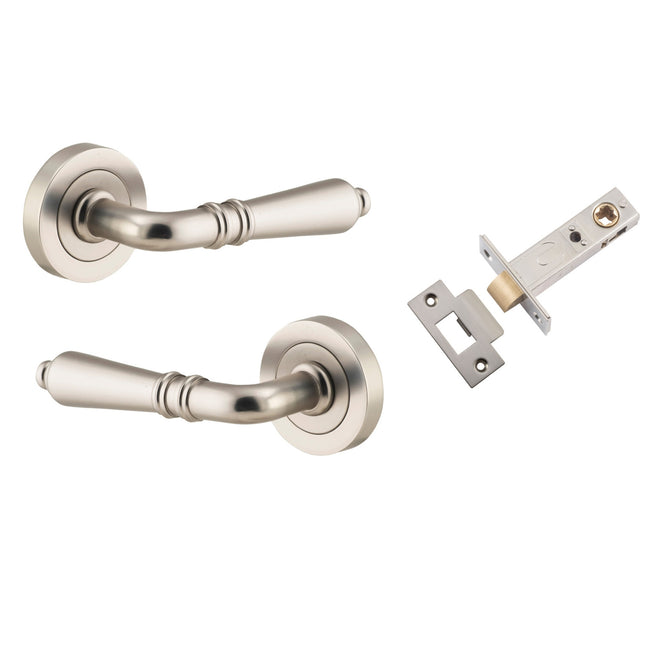 Iver Sarlat Lever Round Rose Passage Kit Satin Nickel 9209KPASS60 - The Blue Space