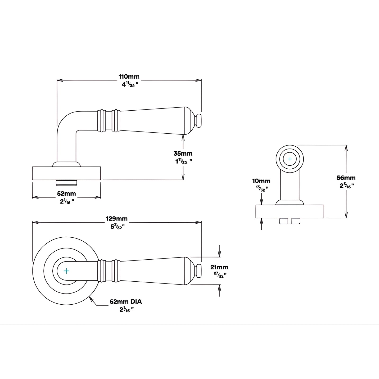Line Drawing Iver Sarlat Lever Round Rose Passage Kit Satin Nickel 9209KPASS60 - The Blue Space