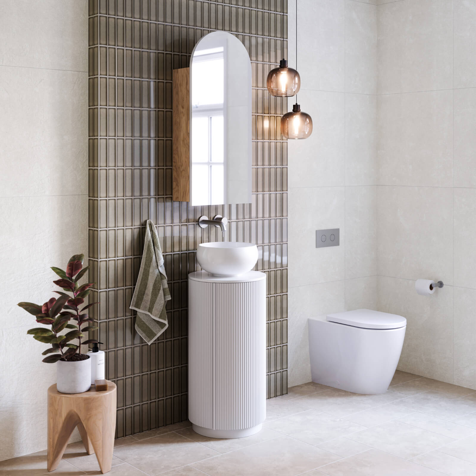 Ivory Amara Travertine Tile Matt French Pattern Porcelain FPCANALM | The Blue Space