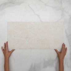 Single With Hand Ivory Myra Limestone Tile Matt 300 x 600 x 10mm Porcelain  - The Blue Space