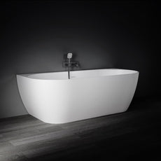 Angle Side Kaskade Eleni VX105-1700 Back to Wall Stone Bath with Overflow VX105-1700-NIK8699NA - The Blue Space