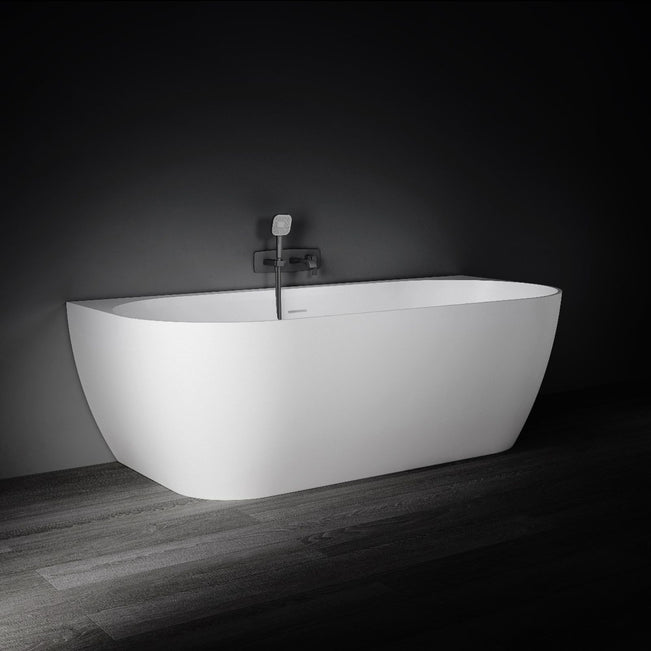 Angle Side Kaskade Eleni VX105-1700 Back to Wall Stone Bath with Overflow VX105-1700-NIK8699NA - The Blue Space