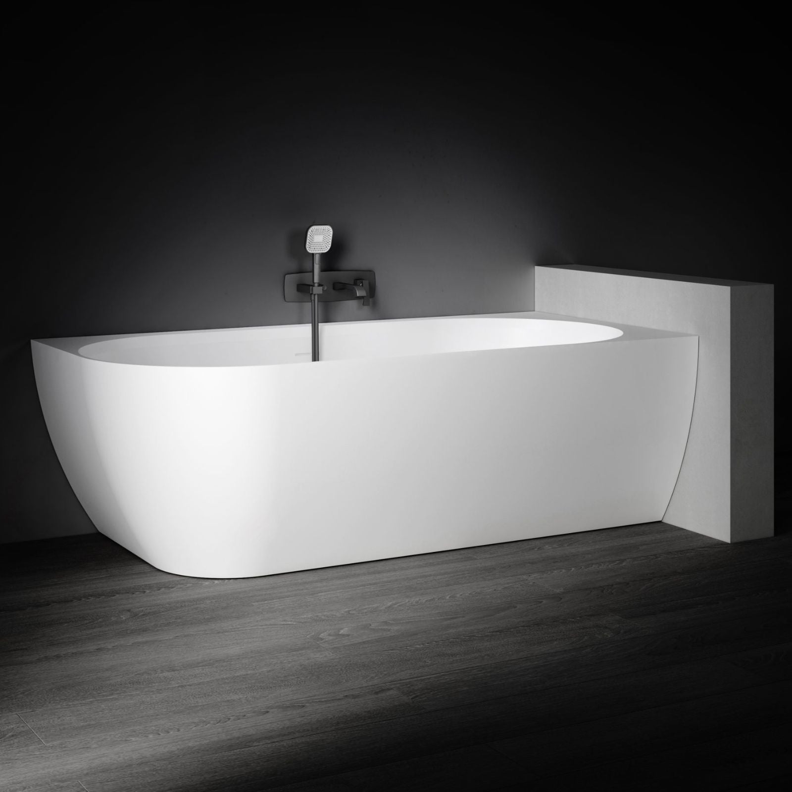 Angle Kaskade Eleni VX106-1700 Corner Back to Wall Stone Bath Right Hand with Overflow VX106-1700-NIK8701NA - The Blue Space