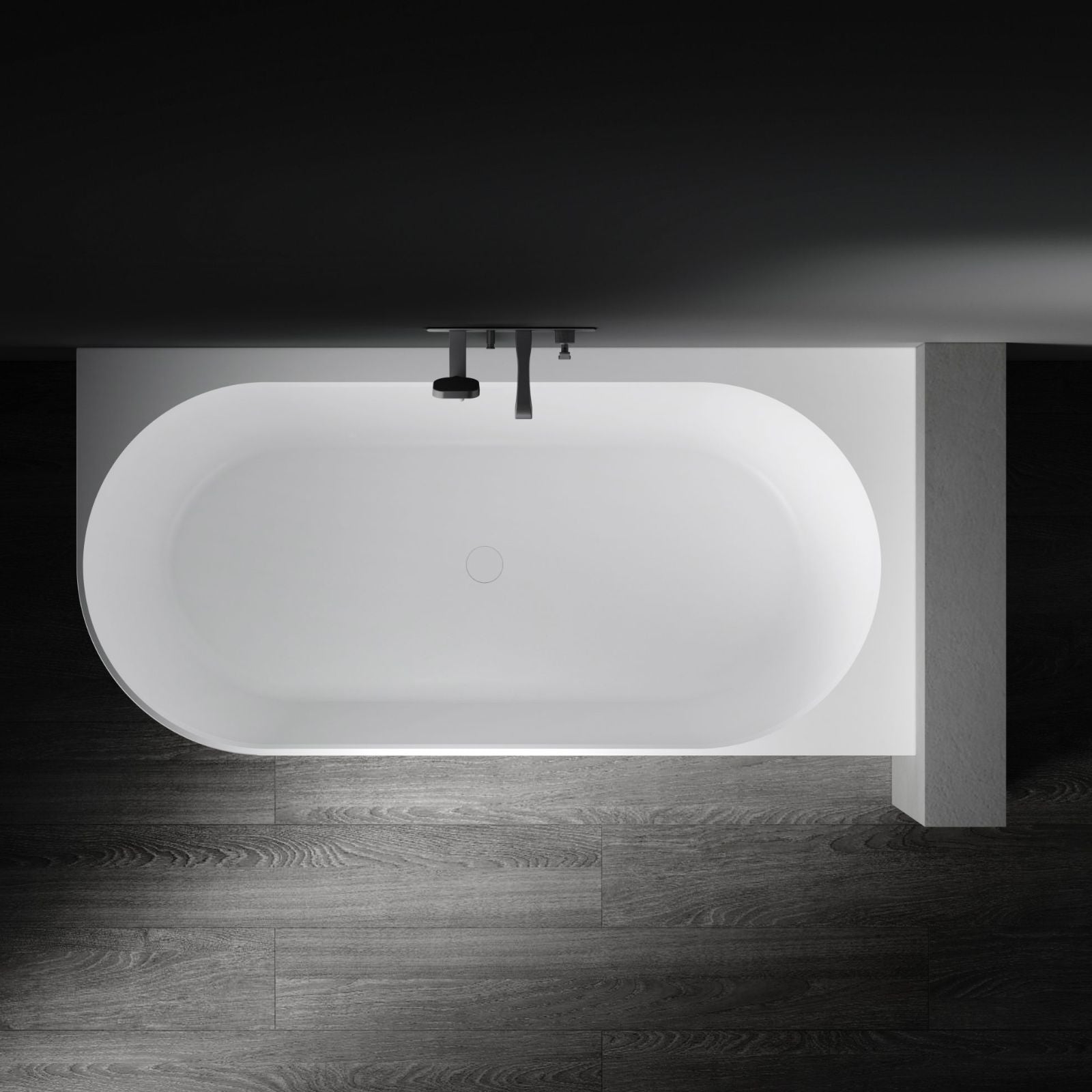 Top Kaskade Eleni VX106-1700 Corner Back to Wall Stone Bath Right Hand with Overflow VX106-1700-NIK8701NA - The Blue Space