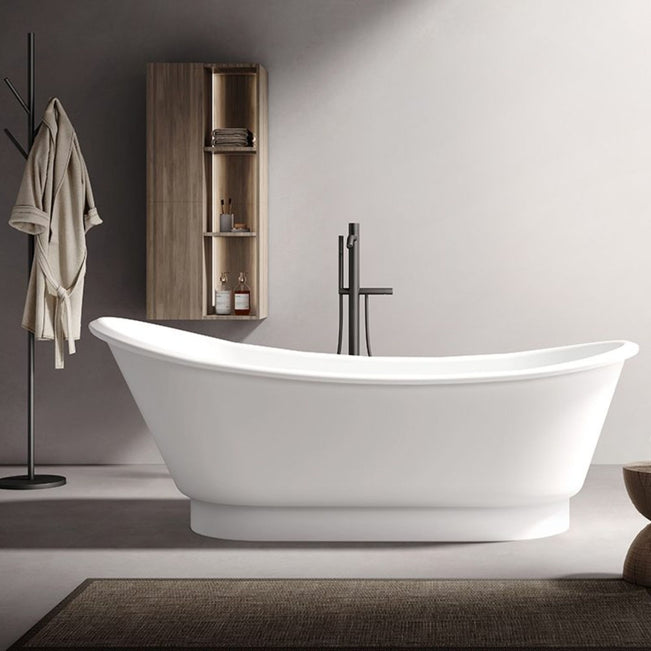 Kaskade Naomi Freestanding Slipper Stone Bath Matte White 1700mm VX110-1700 - The Blue Space