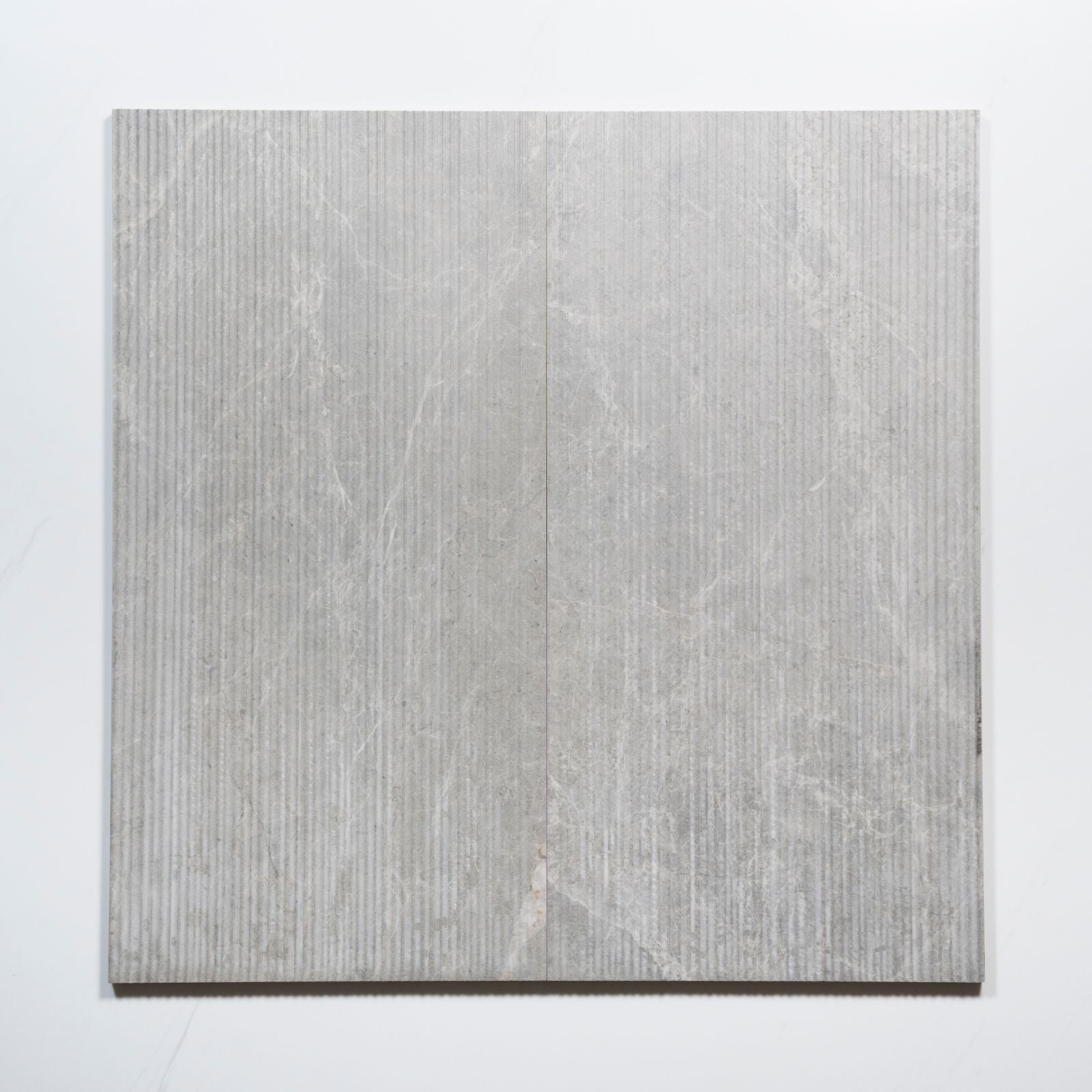 Pattern Lay No Hand Kew Grey Ribbed Decor Porcelain Tile 300 x 600mm PISGRF1 - The Blue Space