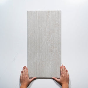 Kew Pearl Ribbed Decor Porcelain Tile 300 x 600mm