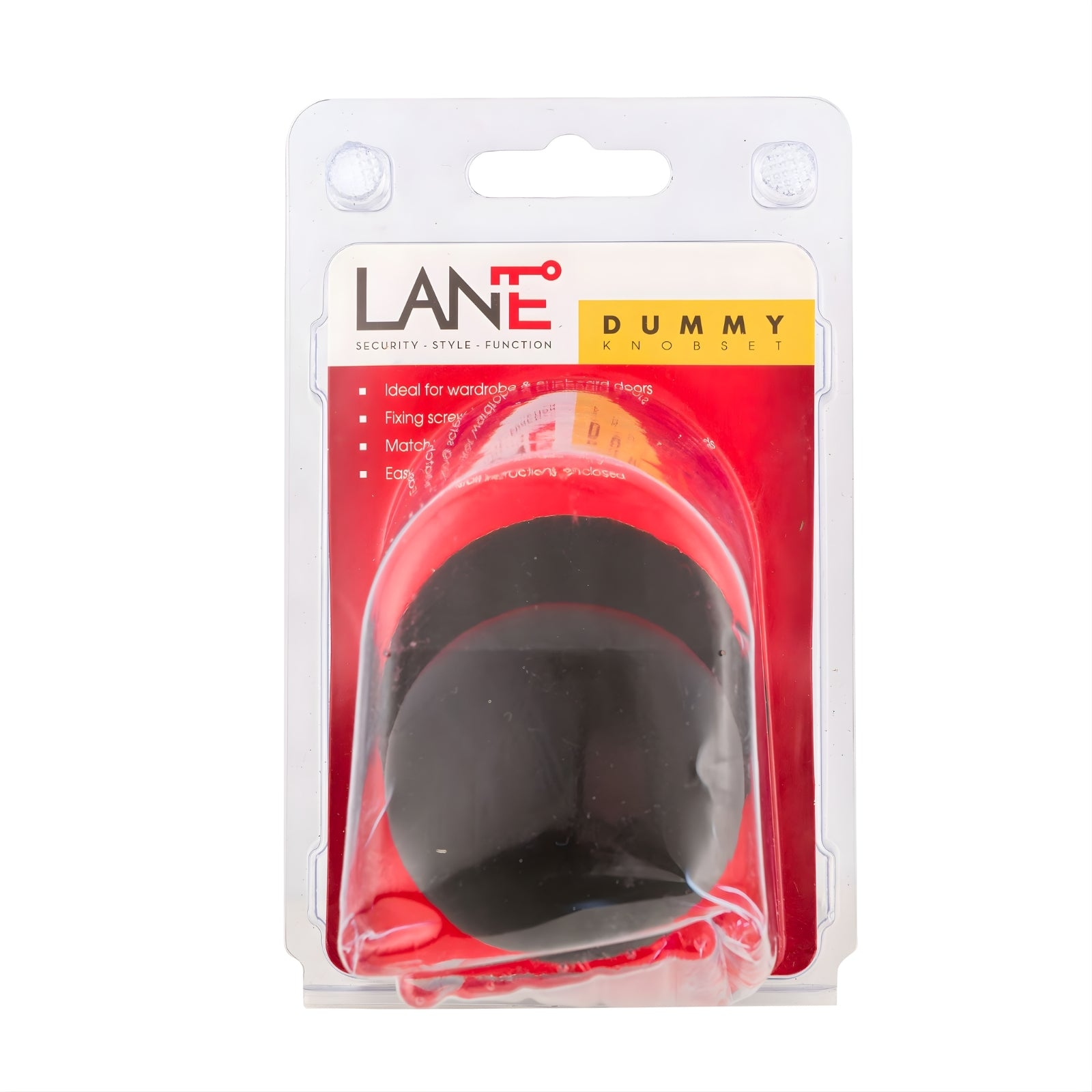 Package Lane Bala Dummy Knob Door Handle Set On Round Rosette Matte Black L998940 - The Blue Space