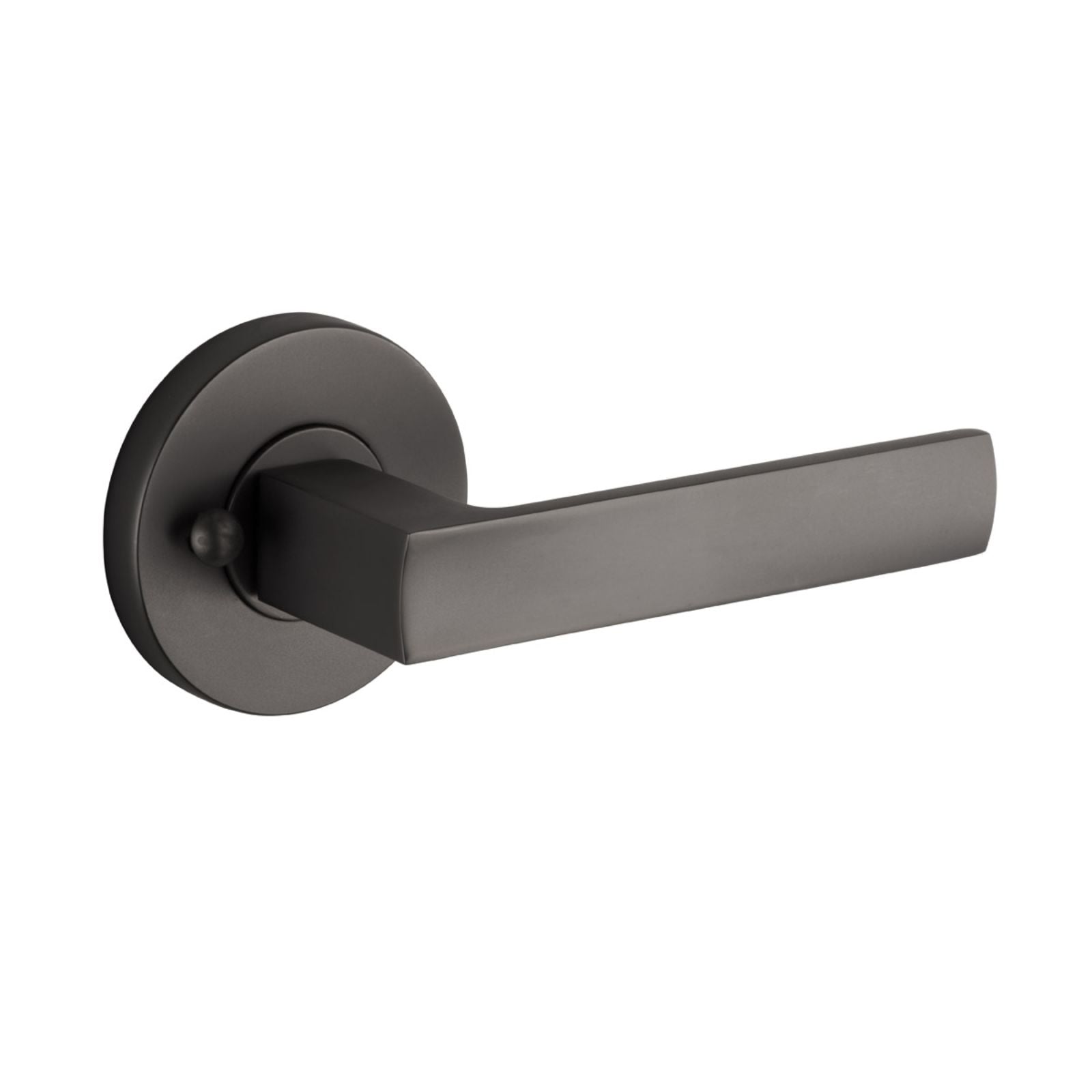 Looks Lane Oxford Privacy Lever Door Handle Set On Round Rosette Gun Metal Grey L512368 - The Blue Space