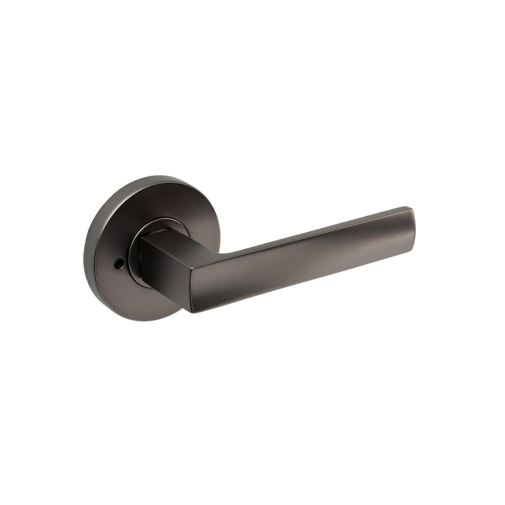 Lane Oxford Privacy Lever Door Handle Set On Round Rosette Gun Metal ...