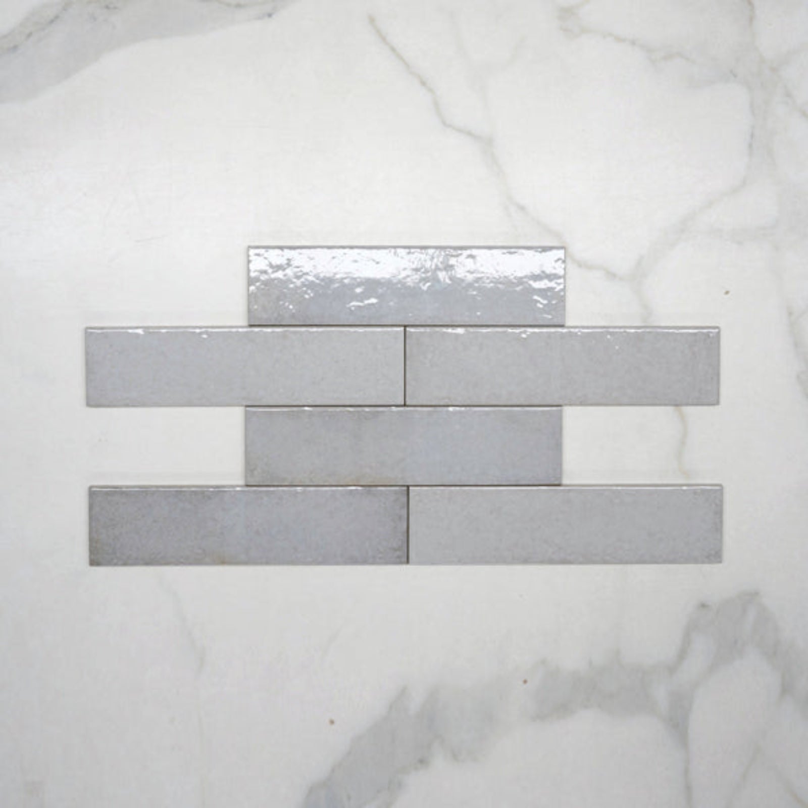 Pattern No Hand Light Grey Andrea Subway Tile Textural Gloss 75 x 300 x 8mm Italian Porcelain  - The Blue Space