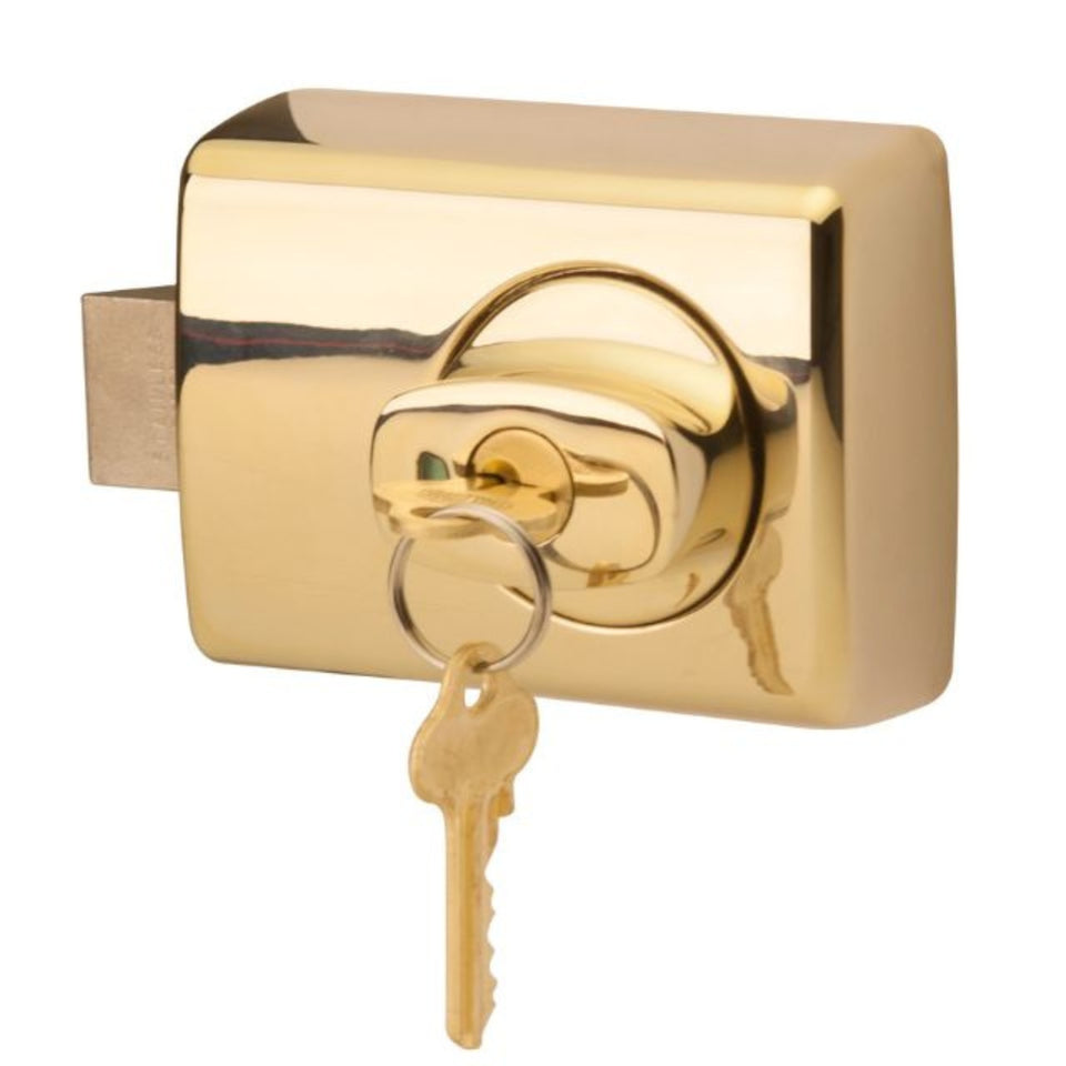 Lockwood 001 Double Cylinder Deadlatch Knob with Open In Strike Everbrass