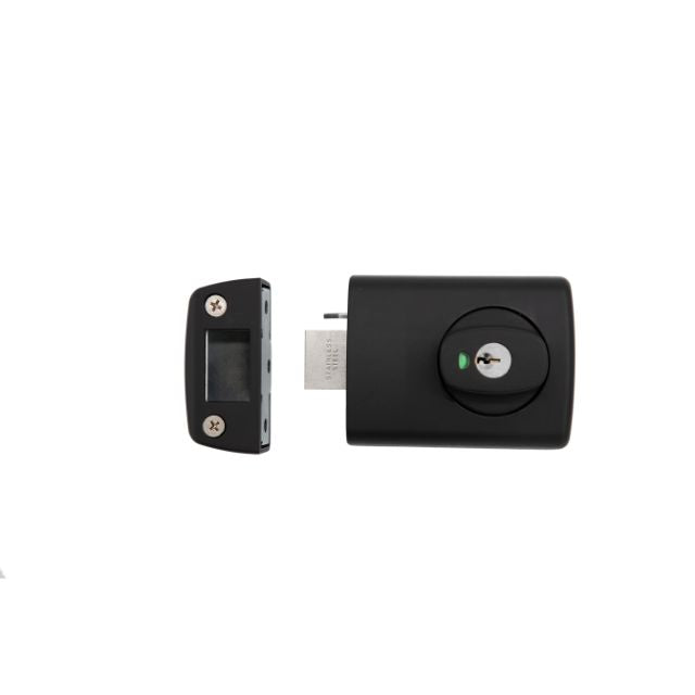 Lockwood 001 Double Cylinder Deadlatch Knob with Open In Strike Matte Black