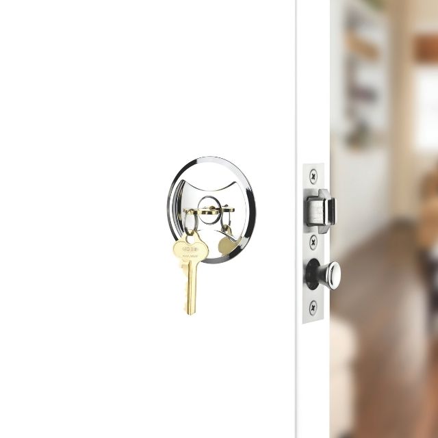 Lockwood Symmetry Round Cavity Sliding Door Entrance Set Chrome Plate Dp