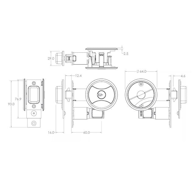 Lockwood Symmetry Round Cavity Sliding Door Entrance Set Matte Black Dp