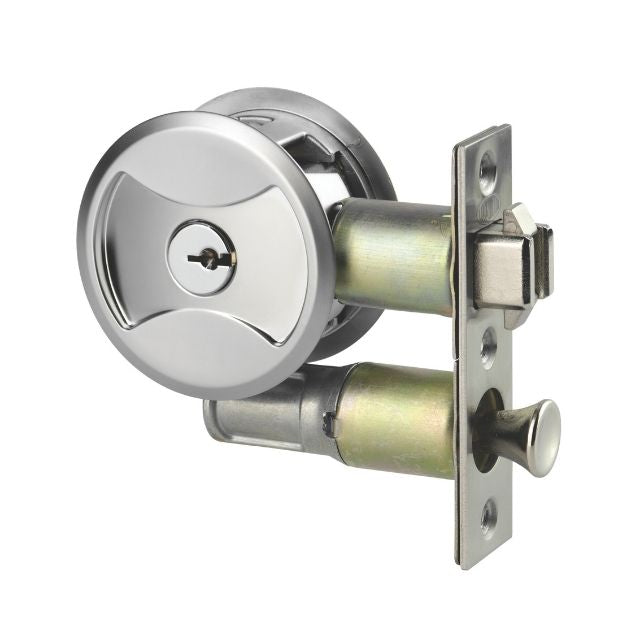 Lockwood Symmetry Round Cavity Sliding Door Entrance Set Satin Pearl Dp