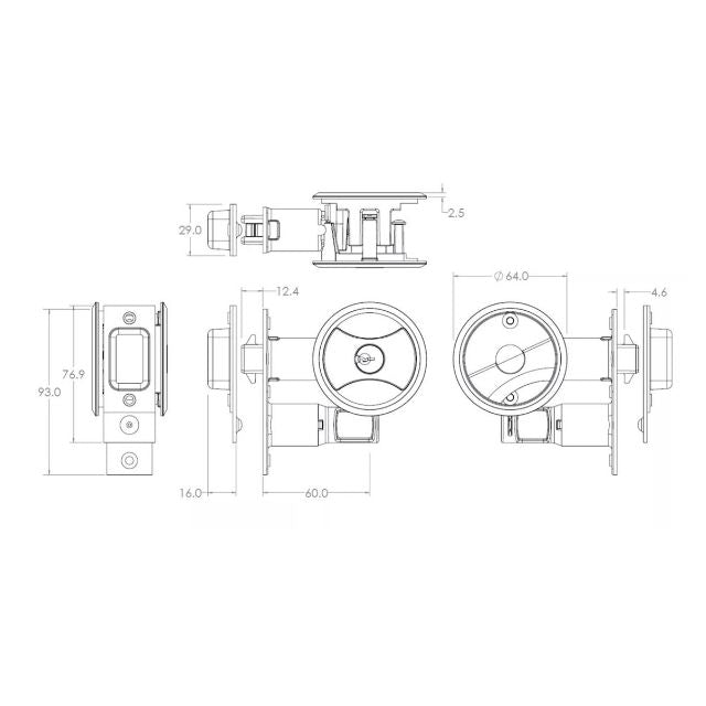 Line Drawing Lockwood Symmetry Round Cavity Sliding Door Entrance Set Satin Pearl Dp 7444SPDP - The Blue Space