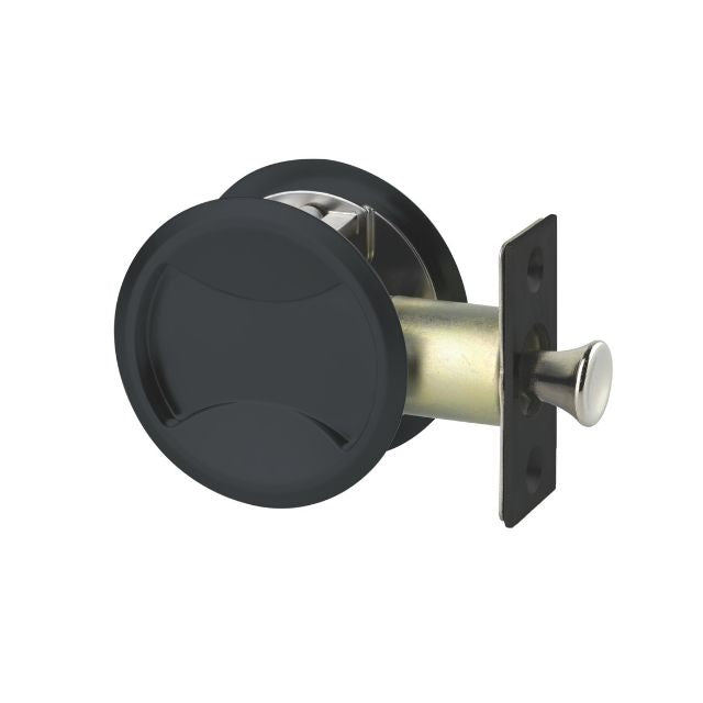 Lockwood Symmetry Round Cavity Sliding Door Passage Set Matte Black  Dp