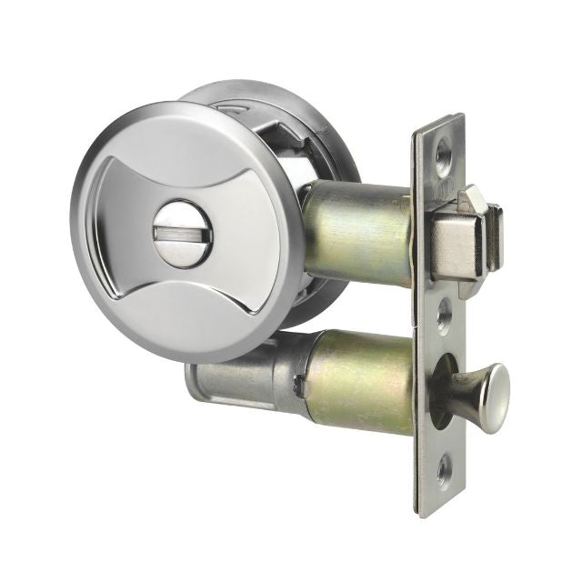 Lockwood Symmetry Round Cavity Sliding Door Privacy Set Satin Pearl Dp