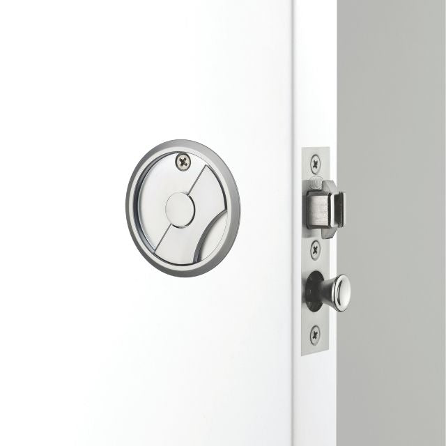 Lockwood Symmetry Round Cavity Sliding Door Privacy Set Satin Pearl Dp