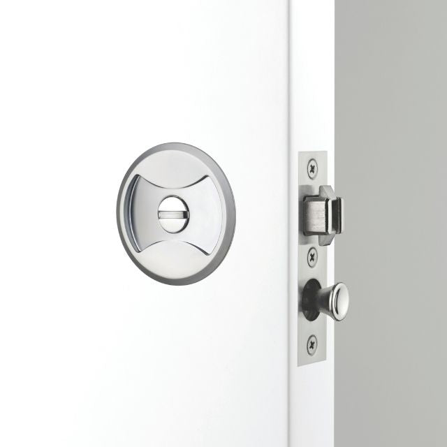 Lifestyle Lockwood Symmetry Round Cavity Sliding Door Privacy Set Satin Pearl Dp 7400SPDP - The Blue Space