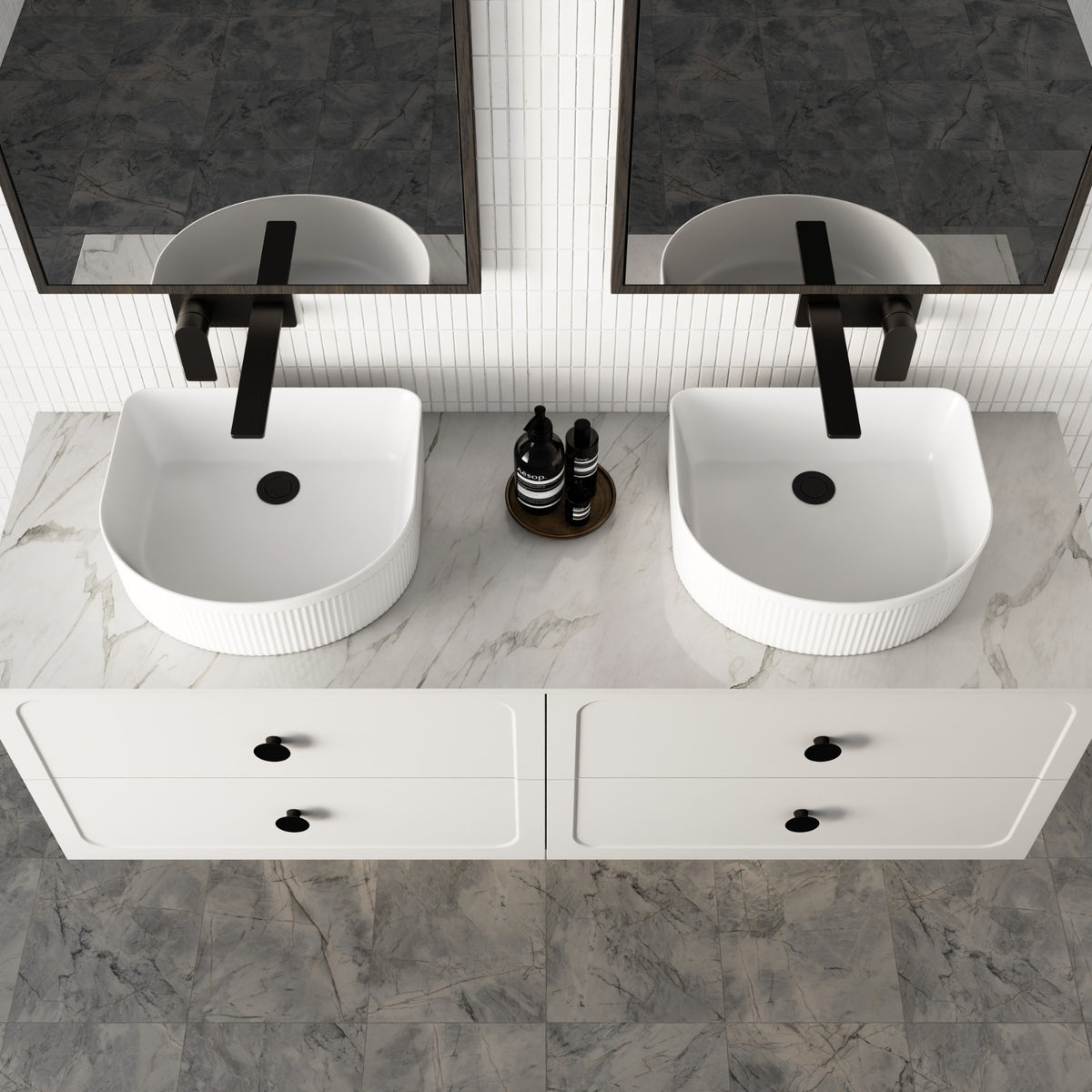 Lifestyle Marquis Camden Wall Hung Vanity with Caesarstone, Vasari or Dekton Top CAMDEN14-WH - The Blue Space