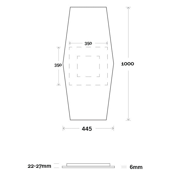 Marquis Hexa Mirror Technical Drawing - The Blue Space