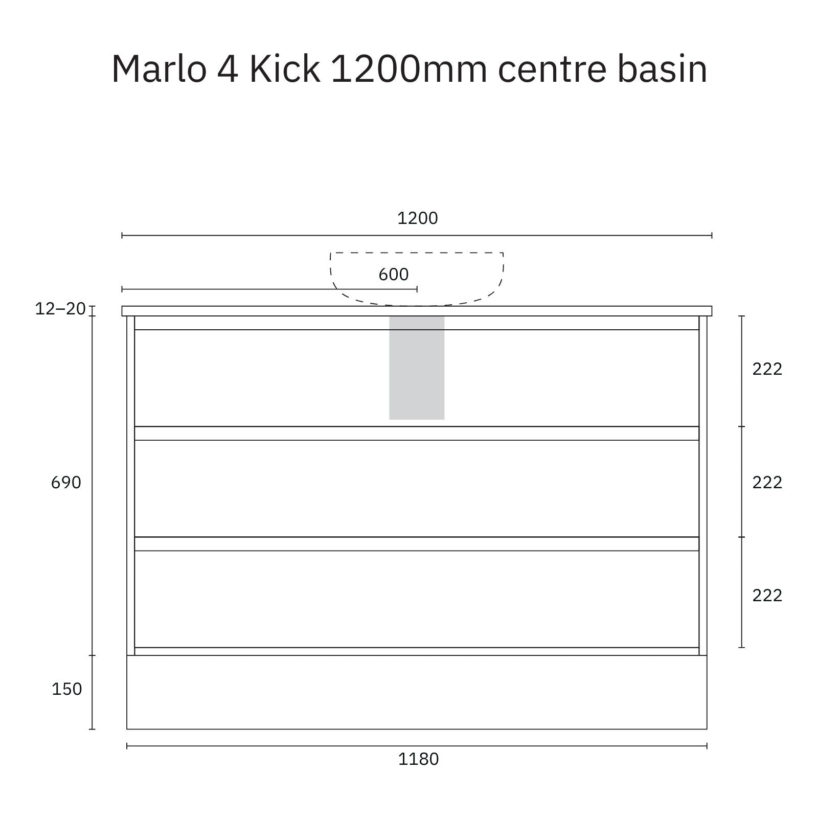 Technical Drawing Marquis Marlo Floor Standing Vanity with Kickboard and Symphony Top MARLO4-FS-ST - The Blue Space