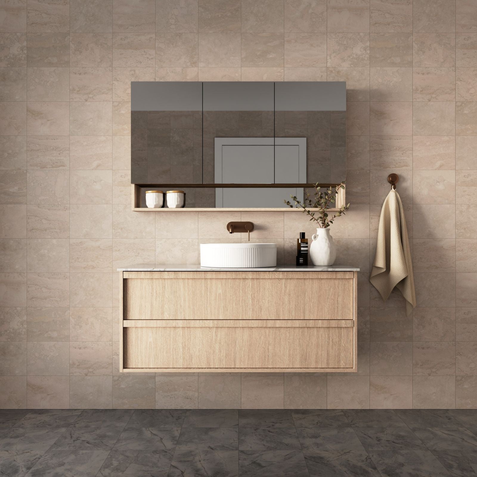 Lifestyle Marquis Marlo Wall Hung Vanity with Caesarstone, Vasari or Dekton Top MARLO7-WH - The Blue Space