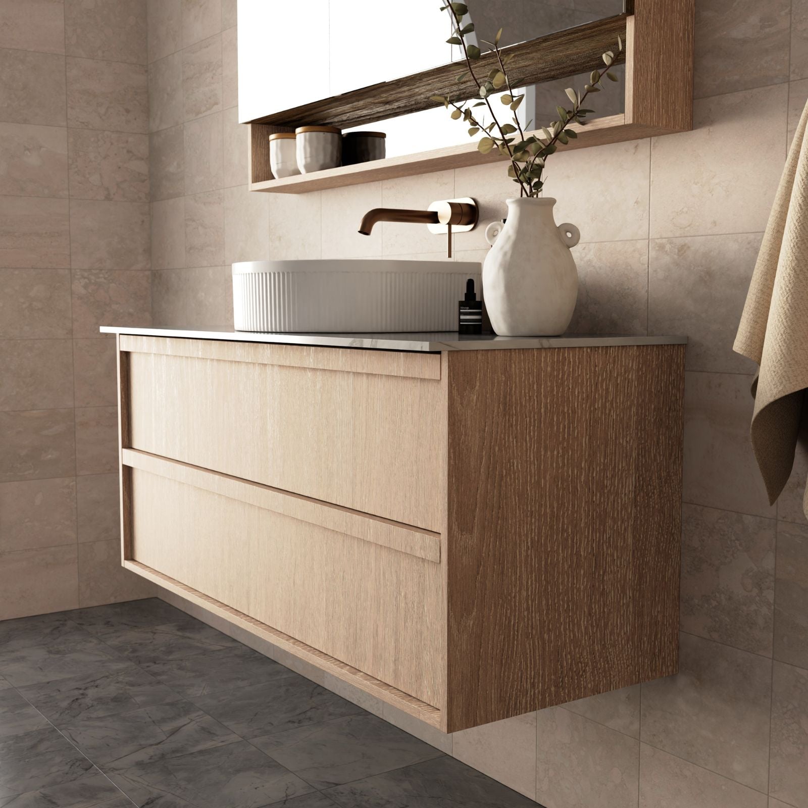 Lifestyle Marquis Marlo Wall Hung Vanity with Caesarstone, Vasari or Dekton Top MARLO7-WH - The Blue Space