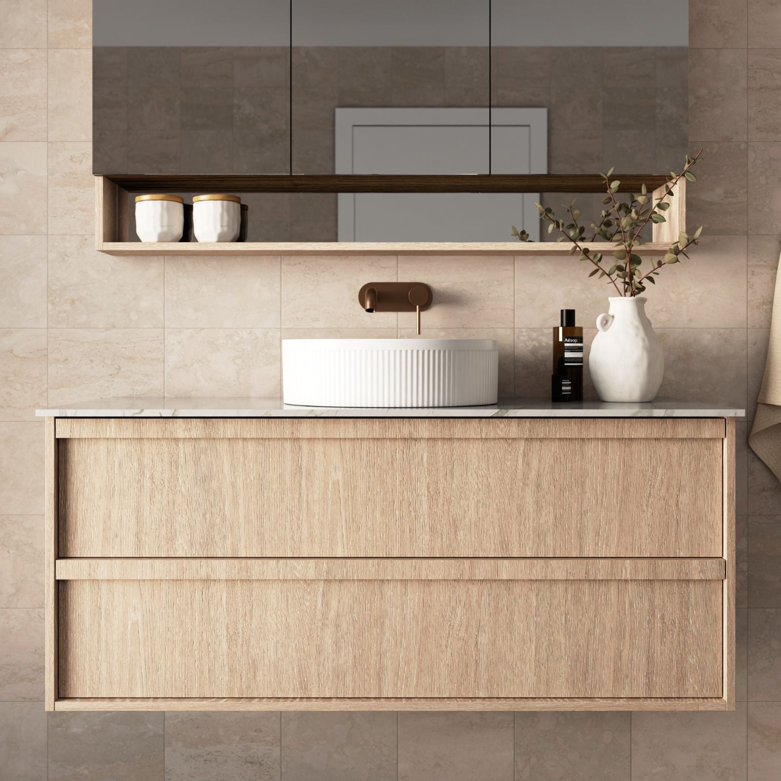 Lifestyle Marquis Marlo Wall Hung Vanity with Caesarstone, Vasari or Dekton Top MARLO7-WH - The Blue Space