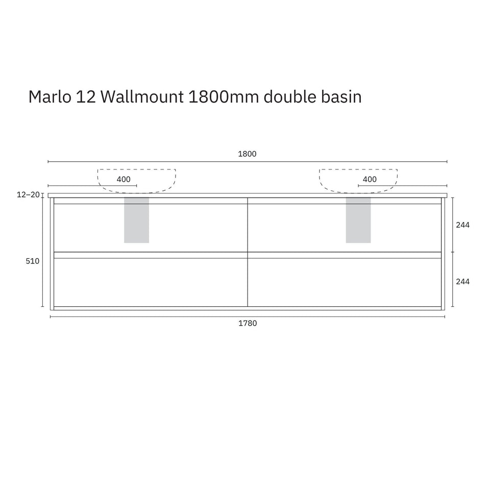 Marquis Marlo Wall Hung Vanity with Caesarstone, Vasari or Dekton Top