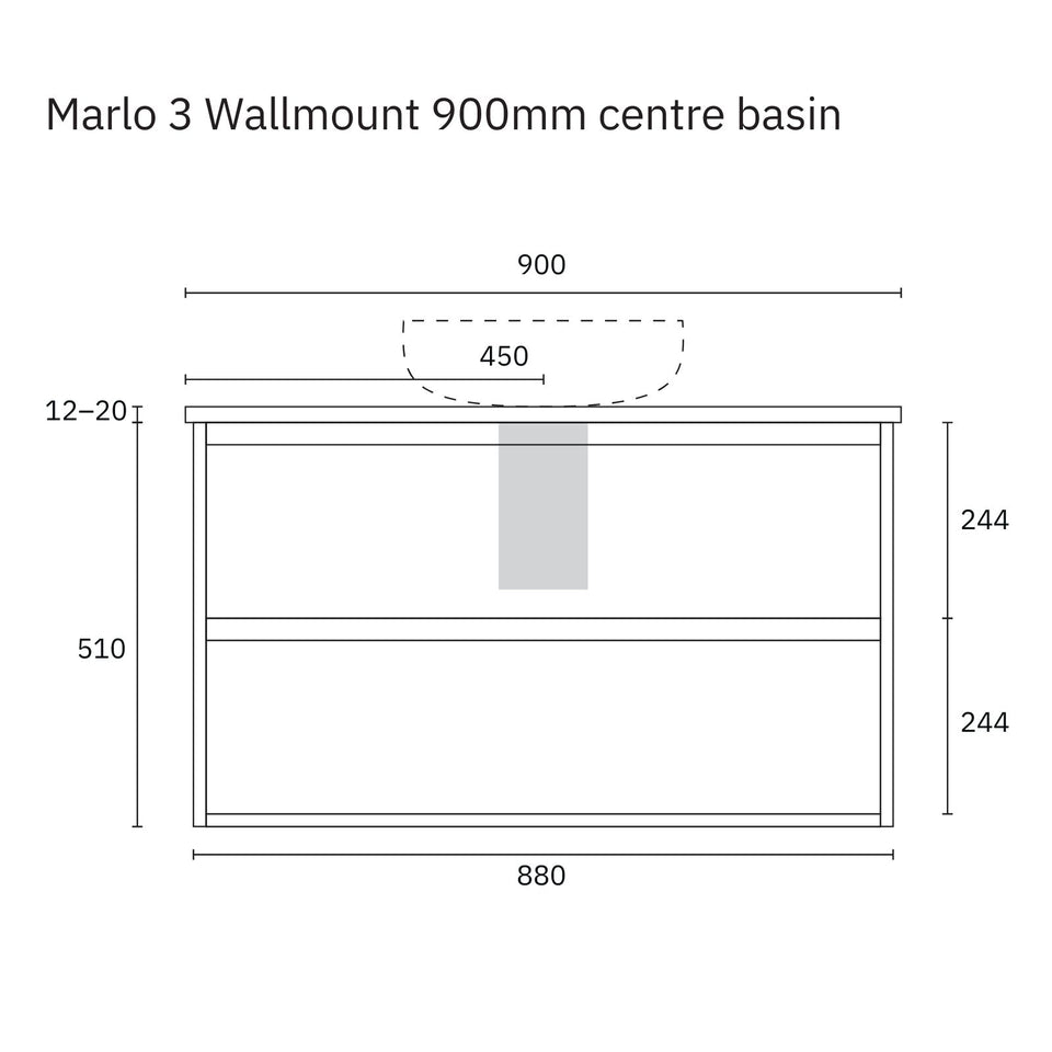 Marquis Marlo Wall Hung Vanity with Caesarstone, Vasari or Dekton Top