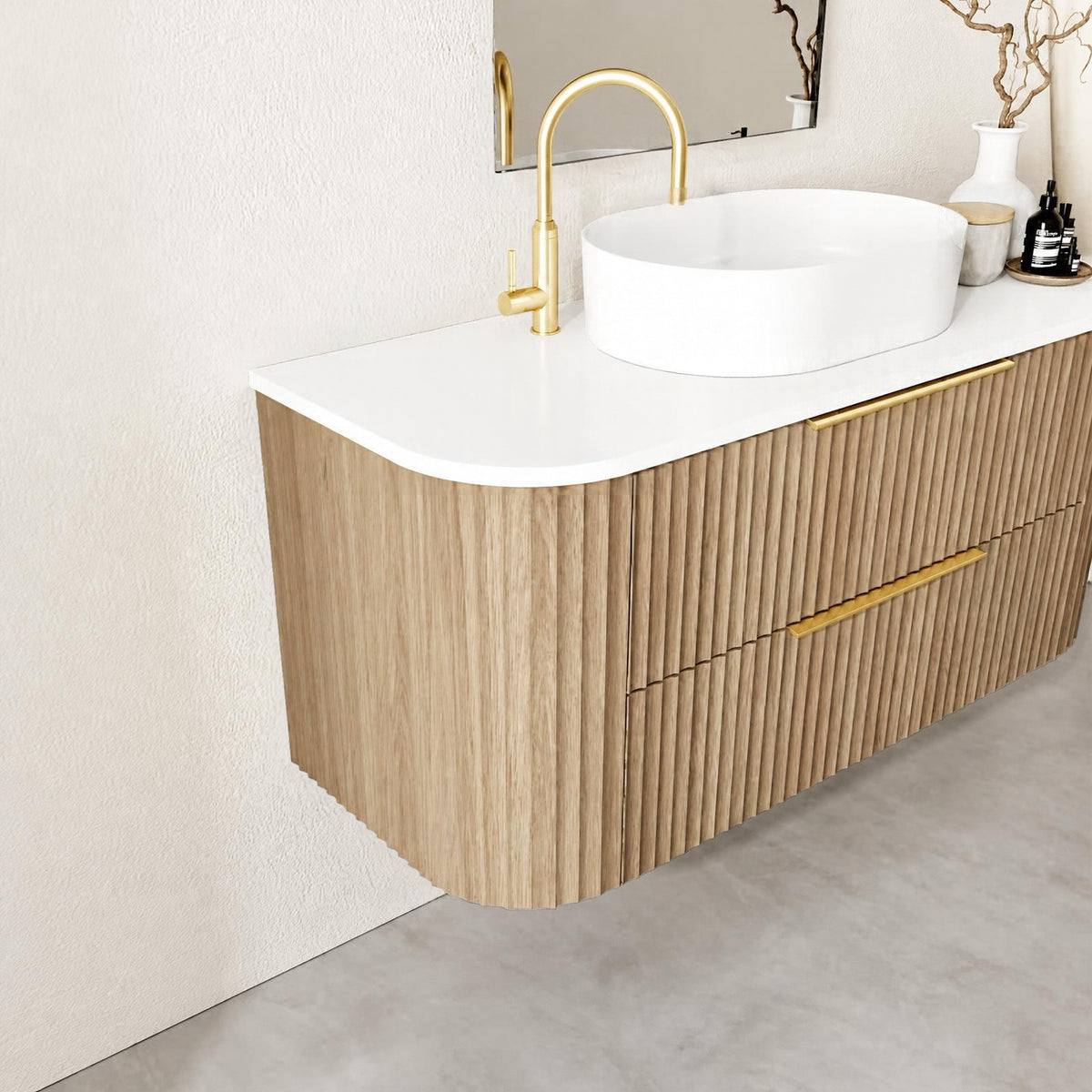 Marquis Shore 2 Drawer Wall Hung Vanity with Symphony Solid Surface Top and Basin SHORE1-2DRW-WH - The Blue Space