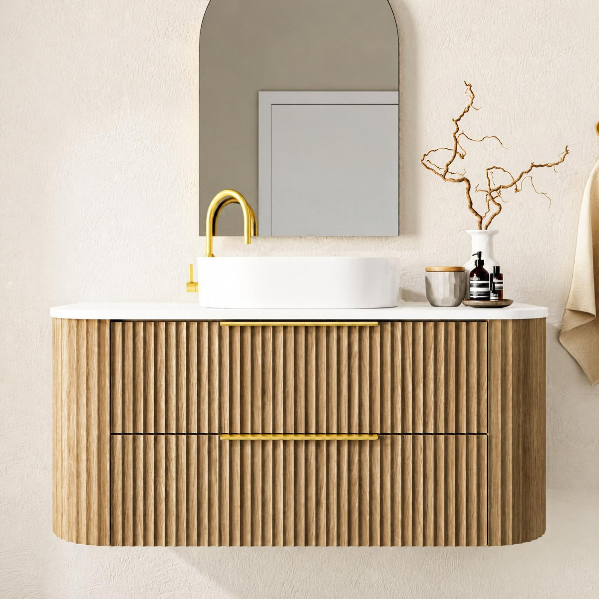 Marquis Shore 2 Drawer Wall Hung Vanity with Symphony Solid Surface Top and Basin SHORE1-2DRW-WH - The Blue Space