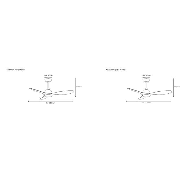 Martec Elite DC 1220mm Ceiling Fan with LED Light Matt White