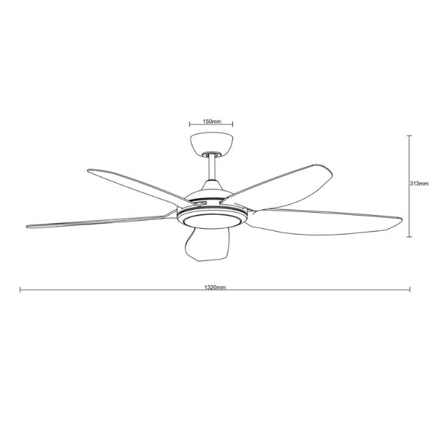 Martec Esprit DC 1320mm Ceiling Fan with LED Light Matt White