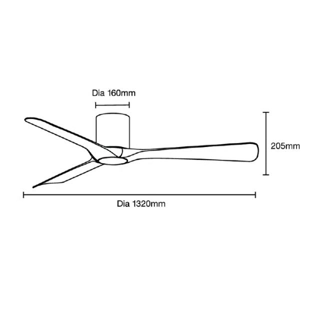 Martec Fresno DC 1320mm Hugger Ceiling Fan Matt Black