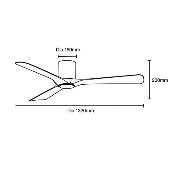 Martec Fresno DC 1320mm Hugger Ceiling Fan with LED Light Matt White ...