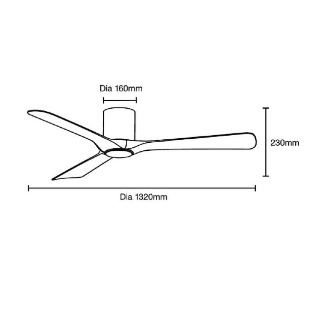 Martec Fresno DC 1320mm Hugger Ceiling Fan with LED Light Matt White