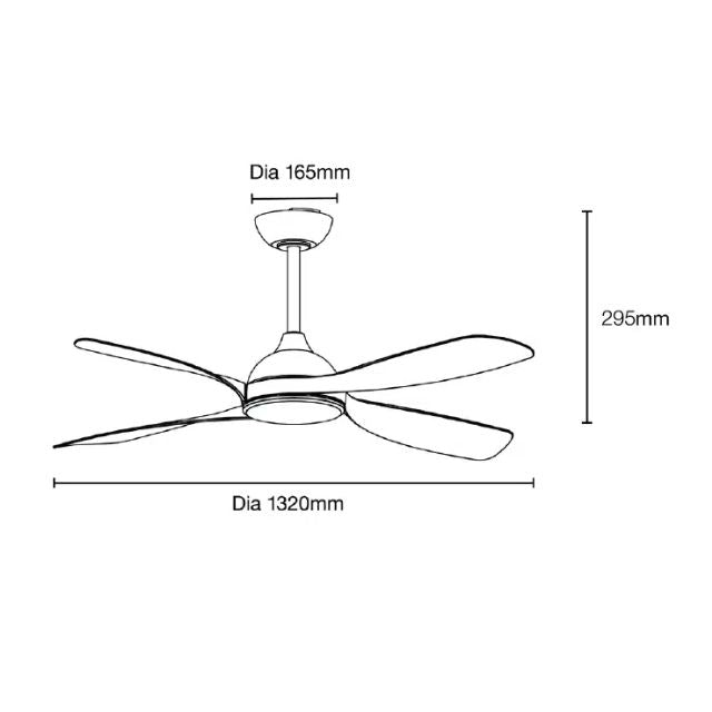 Martec Hampton DC 1320mm Ceiling Fan Matt Black