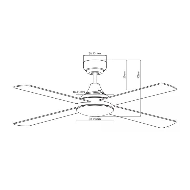 Martec Link 1220mm 4 Blade Ceiling Fan Matt Black