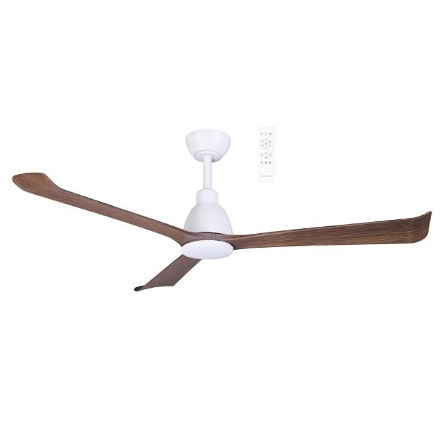 Martec Polo DC 1320mm Ceiling Fan with LED Light Matt White/Walnut