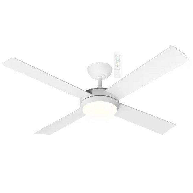 Martec Quantum 1320mm DC Ceiling Fan With 24W Tricolour LED Light Matte White MQDC1343WR - The Blue Space
