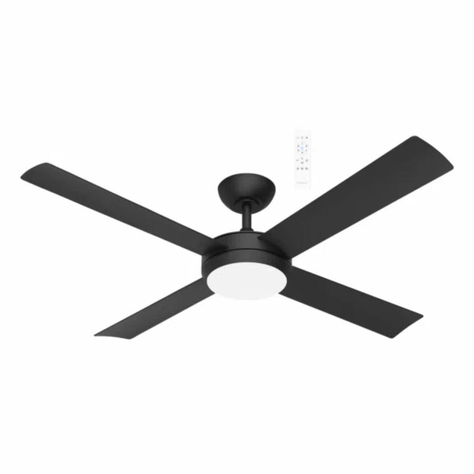 Martec Quantum 1320mm DC Ceiling Fan With 24W Tricolour LED Light Matte Black
